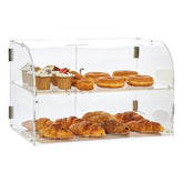 Pastry Display Case, 2-Tier Commercial Countertop Bakery Display Case, Acrylic Display Box with Rear Door Access & Removable Shelves, Keep Fresh for Donut Bagels Cake Cookie, 22"x14"x14"